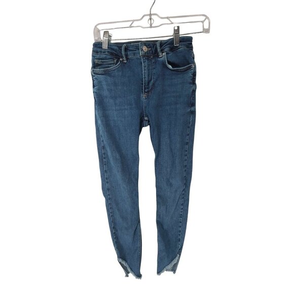 All Saints Women's Denim Skinny Jeans Raw Hems Blue Size Small Classic, Basic - Picture 1 of 6